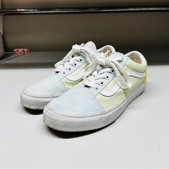 Vans Old Skool Womens Pastel Color Block Blue/Green/Yellow 7 - Picture 2 of 5
